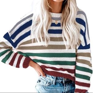 Colorful striped sweater, size medium